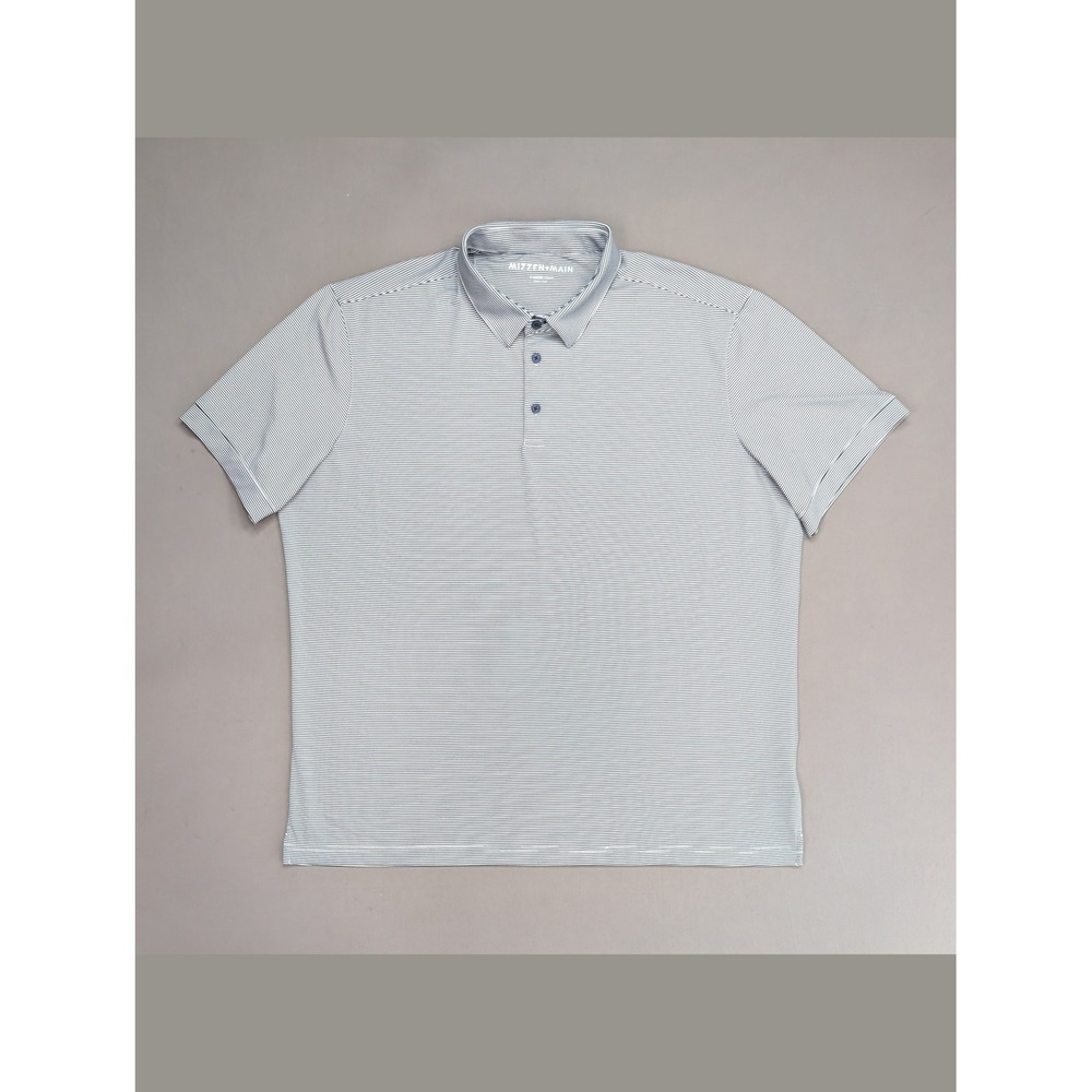 Mizzen + Main XL Classic Fit Blue White Stripe Performance Polo Golf Stretch